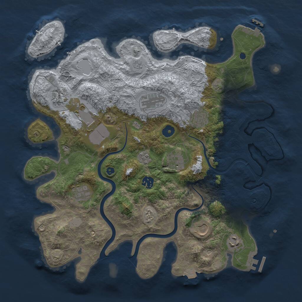 Rust Map: Procedural Map, Size: 3800, Seed: 100092317, 16 Monuments