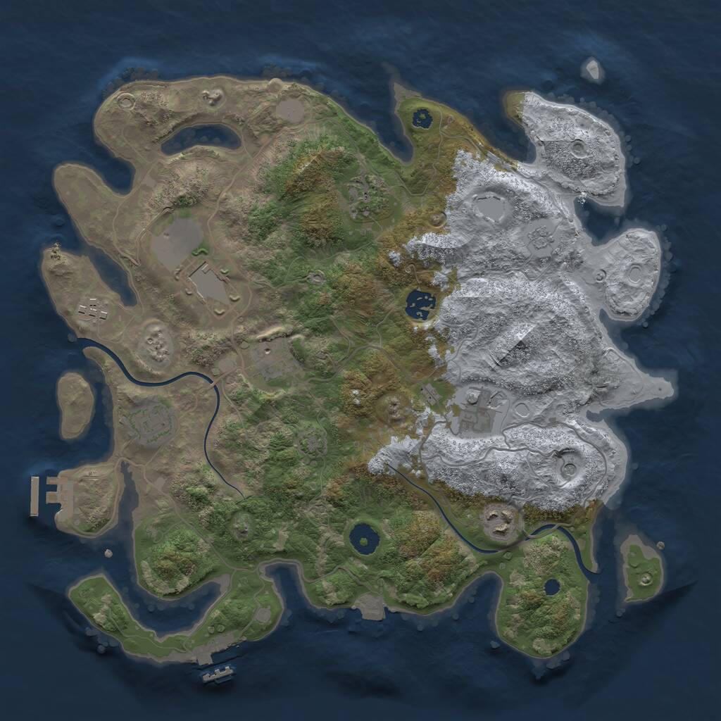 Rust Map: Procedural Map, Size: 3650, Seed: 60953135, 14 Monuments