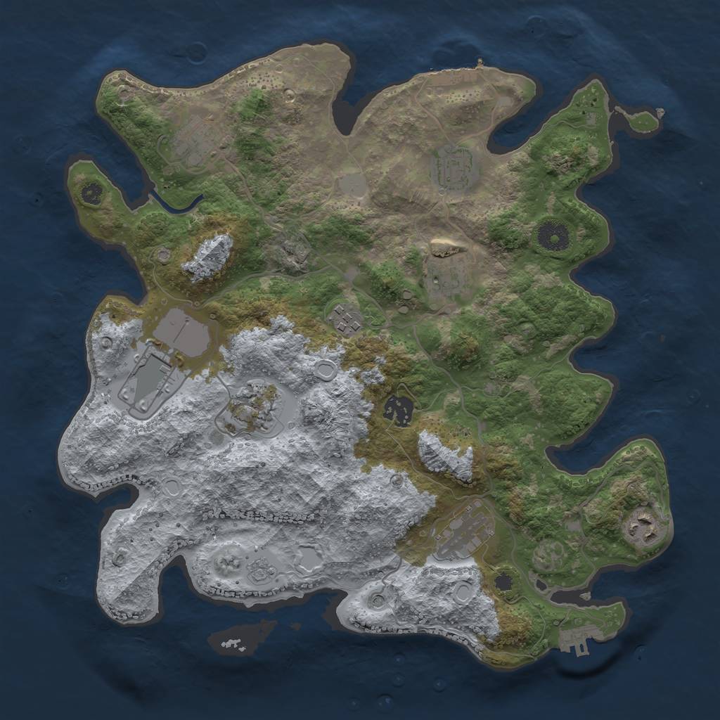 Rust Map: Procedural Map, Size: 3500, Seed: 59166075, 16 Monuments