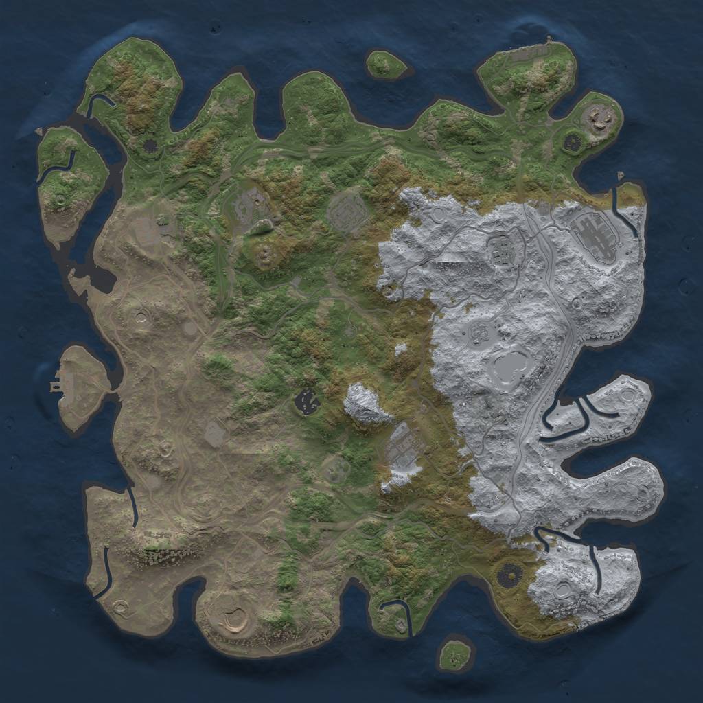 Rust Map: Procedural Map, Size: 4250, Seed: 19216814, 16 Monuments