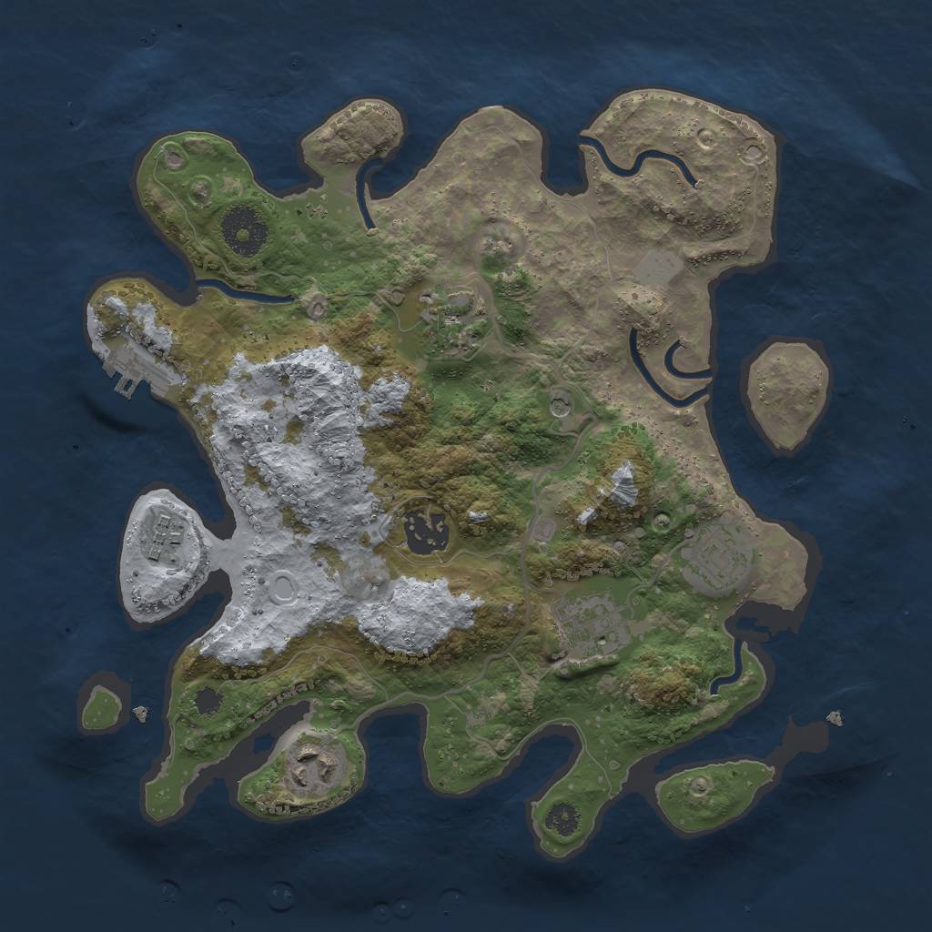 Rust Map: Procedural Map, Size: 3000, Seed: 26325, 11 Monuments
