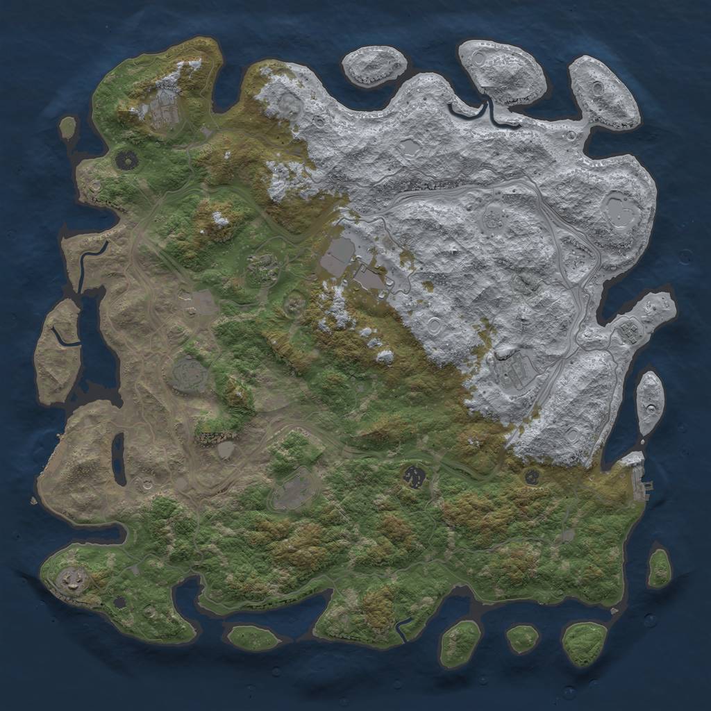 Rust Map: Procedural Map, Size: 4907, Seed: 1234567890, 17 Monuments