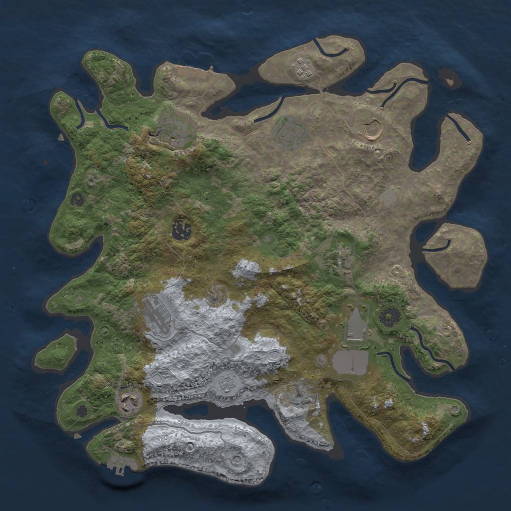 Rust Map: Procedural Map, Size: 3750, Seed: 12006047, 16 Monuments