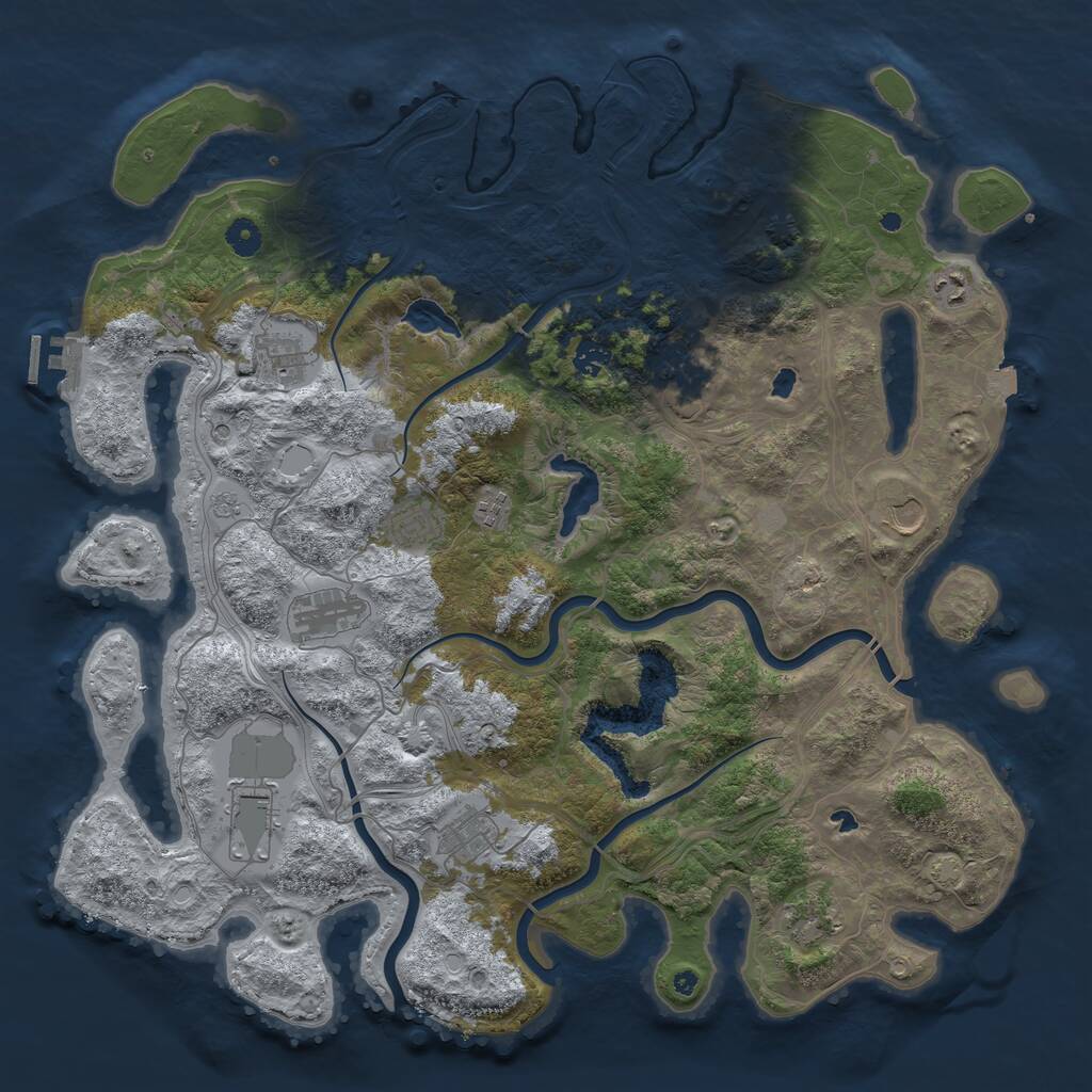 Rust Map: Procedural Map, Size: 4500, Seed: 1633453721, 16 Monuments