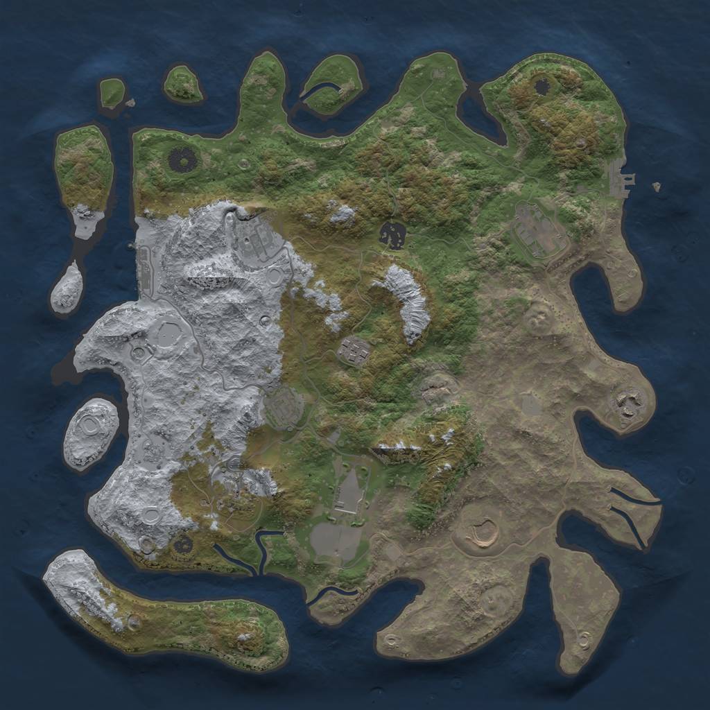 Rust Map: Procedural Map, Size: 3850, Seed: 13378, 16 Monuments