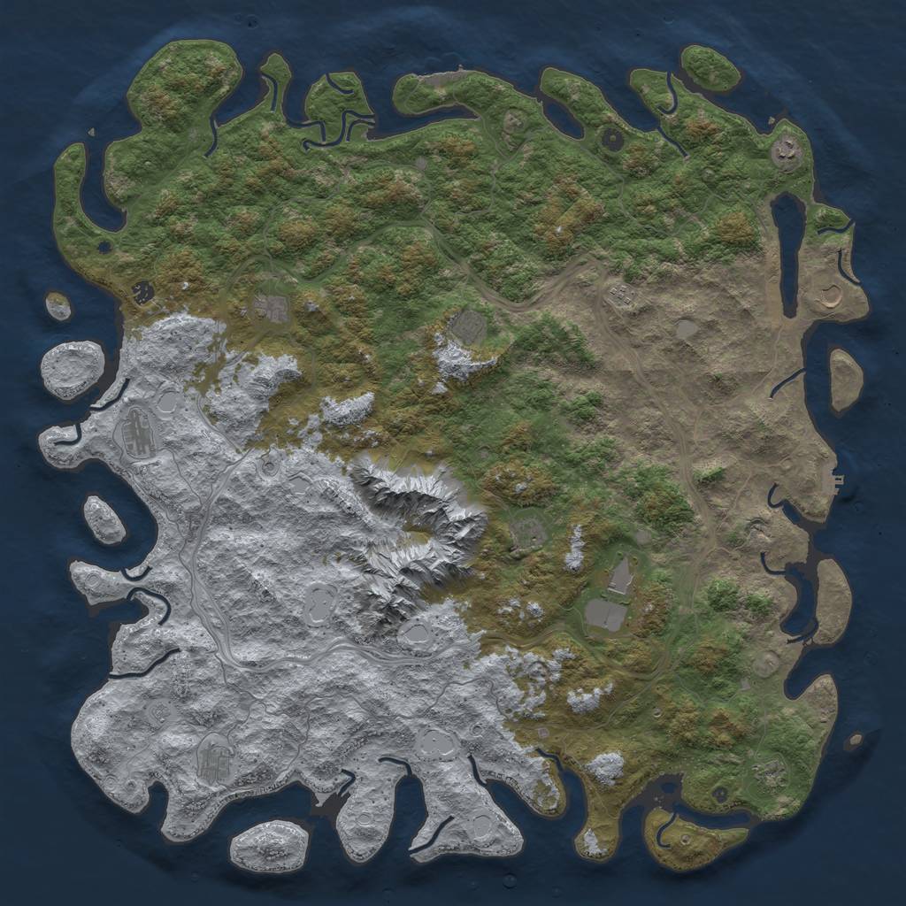Rust Map: Procedural Map, Size: 6000, Seed: 91189923, 18 Monuments