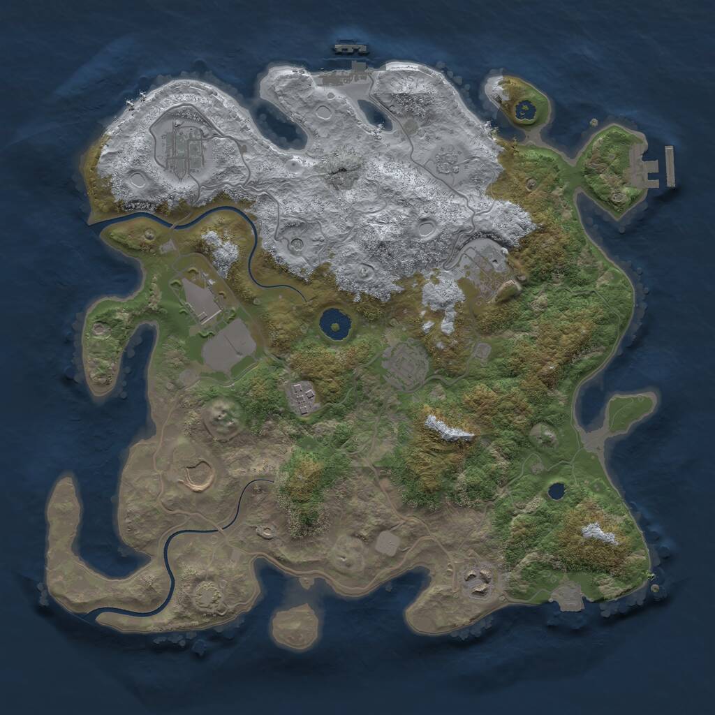 Rust Map: Procedural Map, Size: 3500, Seed: 724087623, 13 Monuments