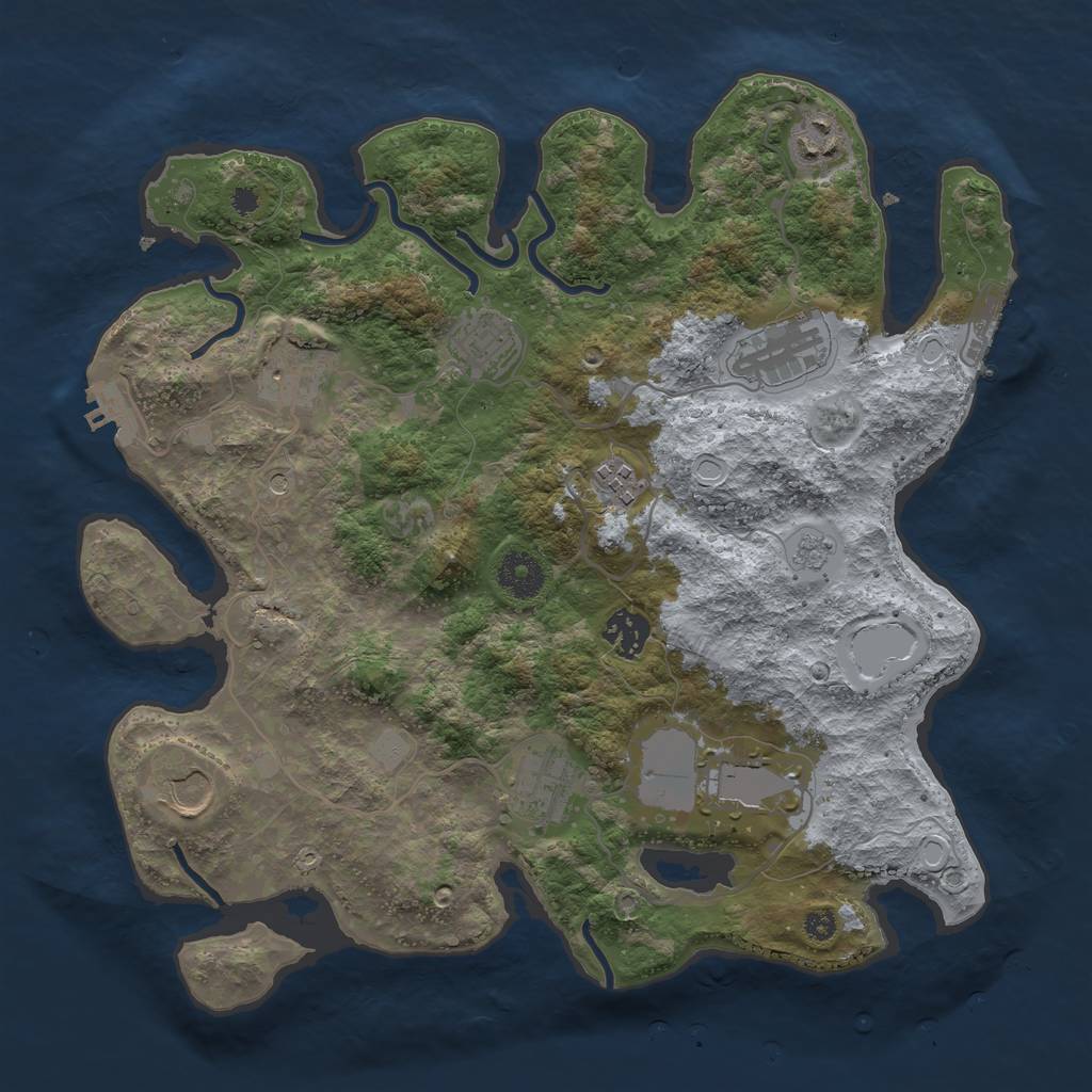 Rust Map: Procedural Map, Size: 3500, Seed: 541618630, 16 Monuments