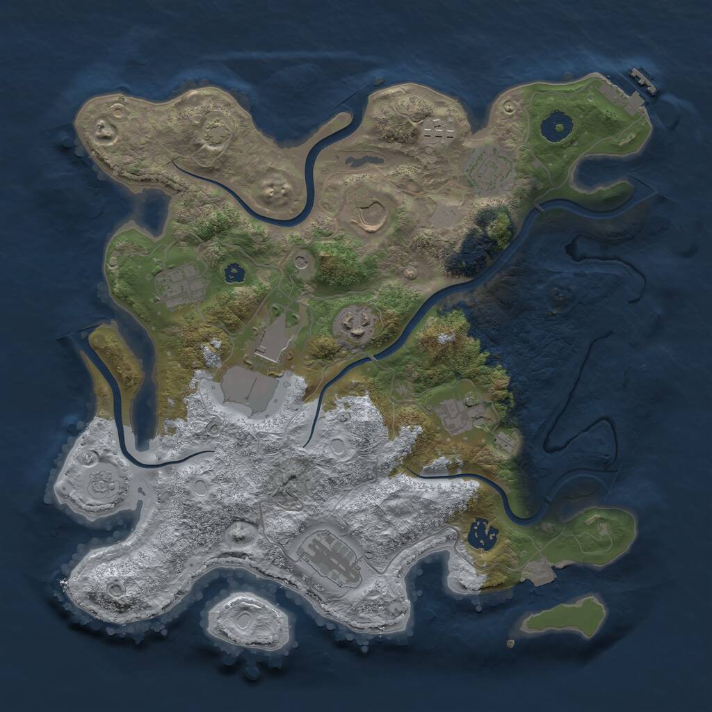 Rust Map: Procedural Map, Size: 3500, Seed: 869191880, 15 Monuments