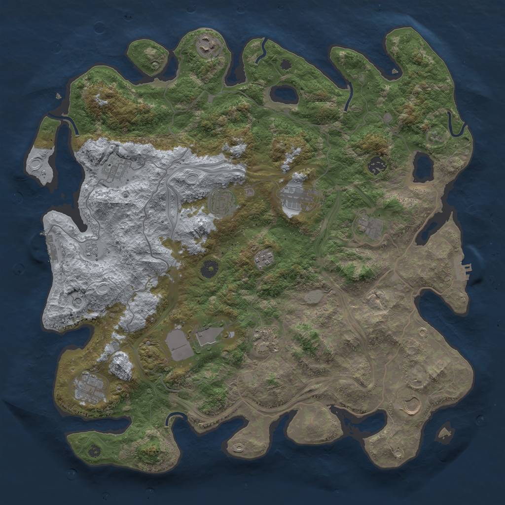 Rust Map: Procedural Map, Size: 4250, Seed: 2132569493, 18 Monuments