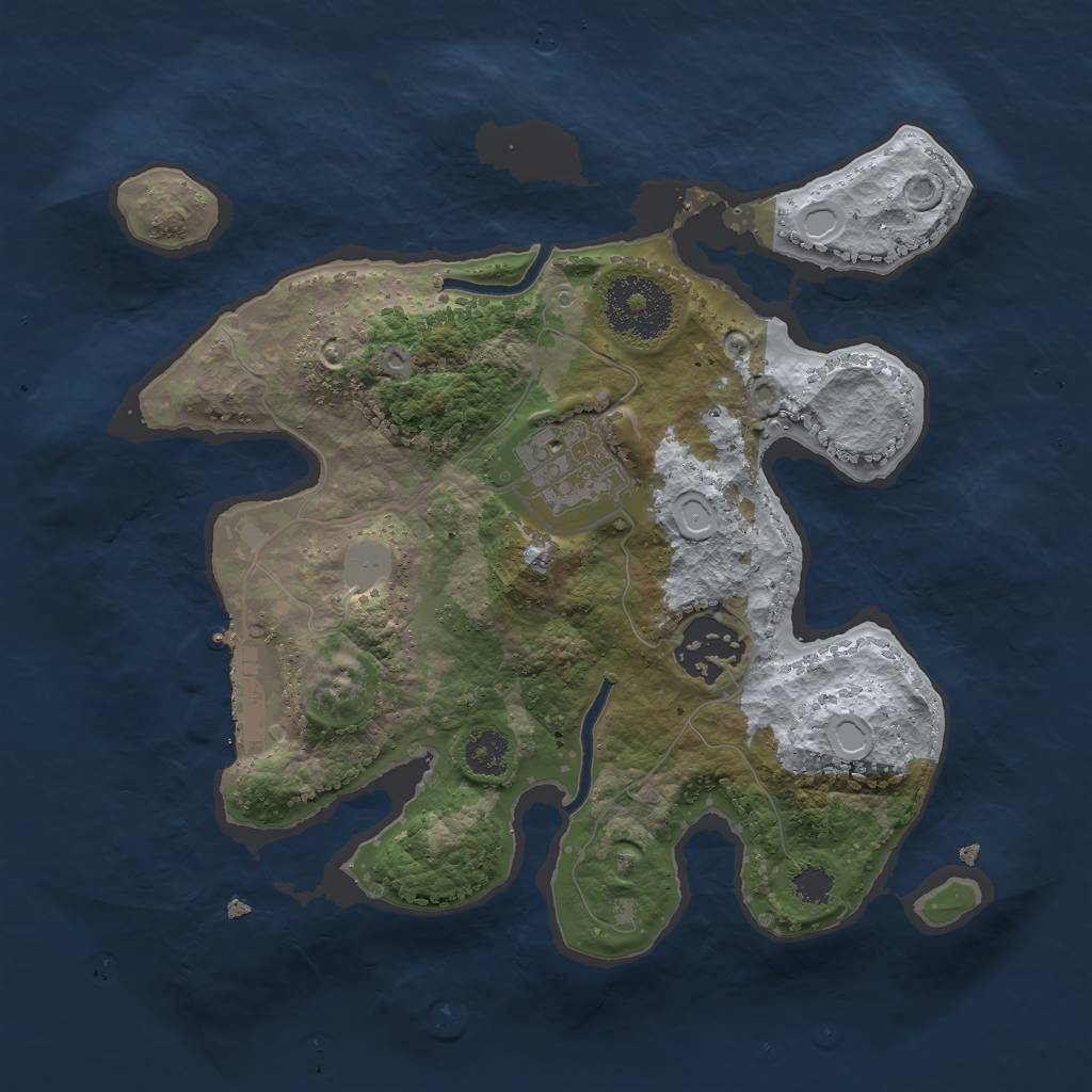 Rust Map: Procedural Map, Size: 2500, Seed: 13337, 6 Monuments