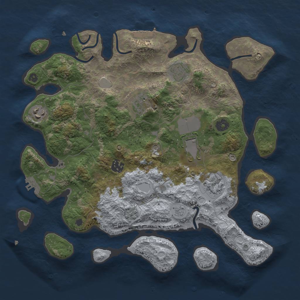 Rust Map: Procedural Map, Size: 3500, Seed: 783622983, 14 Monuments