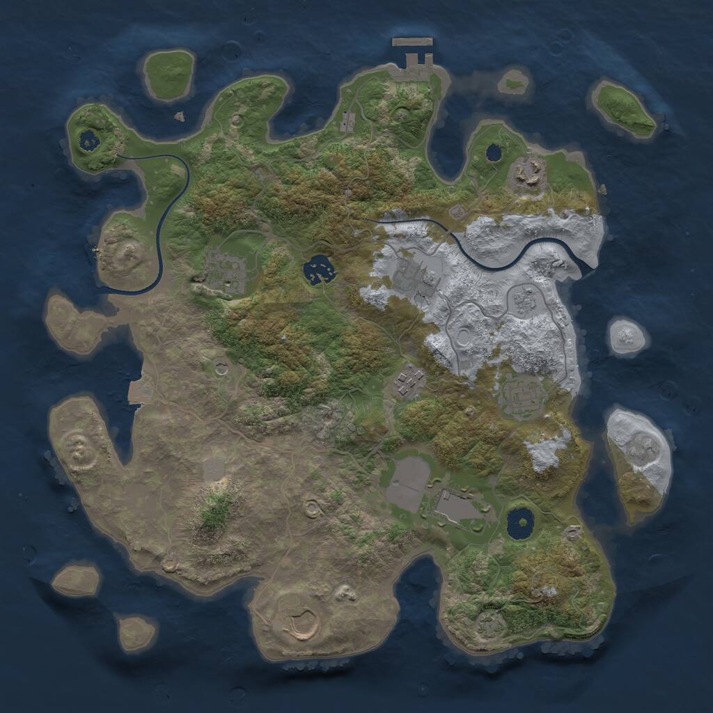 Rust Map: Procedural Map, Size: 3550, Seed: 1461349214, 13 Monuments