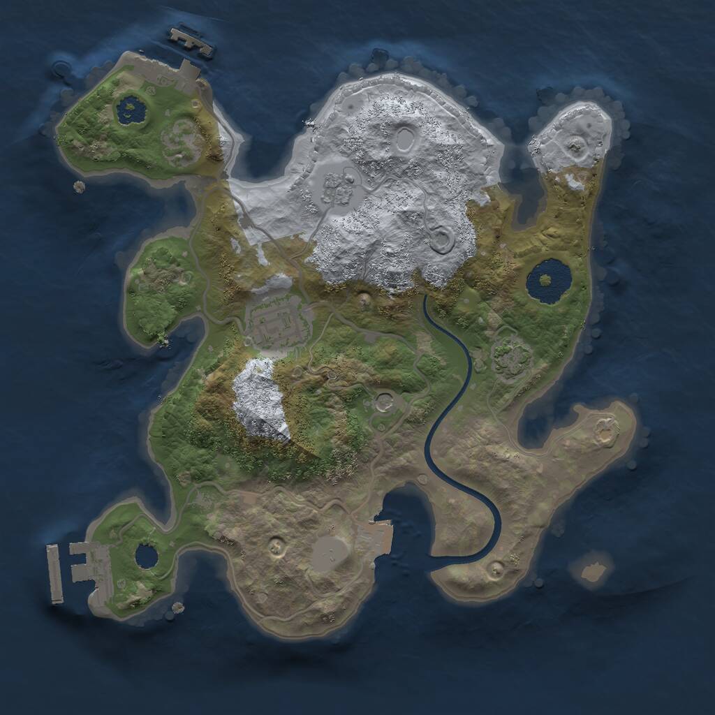Rust Map: Procedural Map, Size: 2450, Seed: 1, 7 Monuments