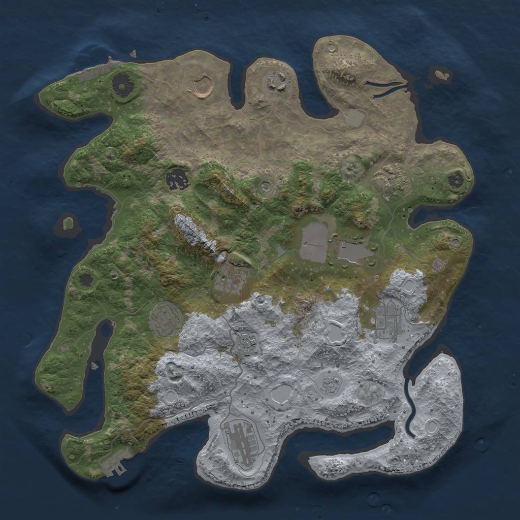Rust Map: Procedural Map, Size: 3500, Seed: 7783, 17 Monuments