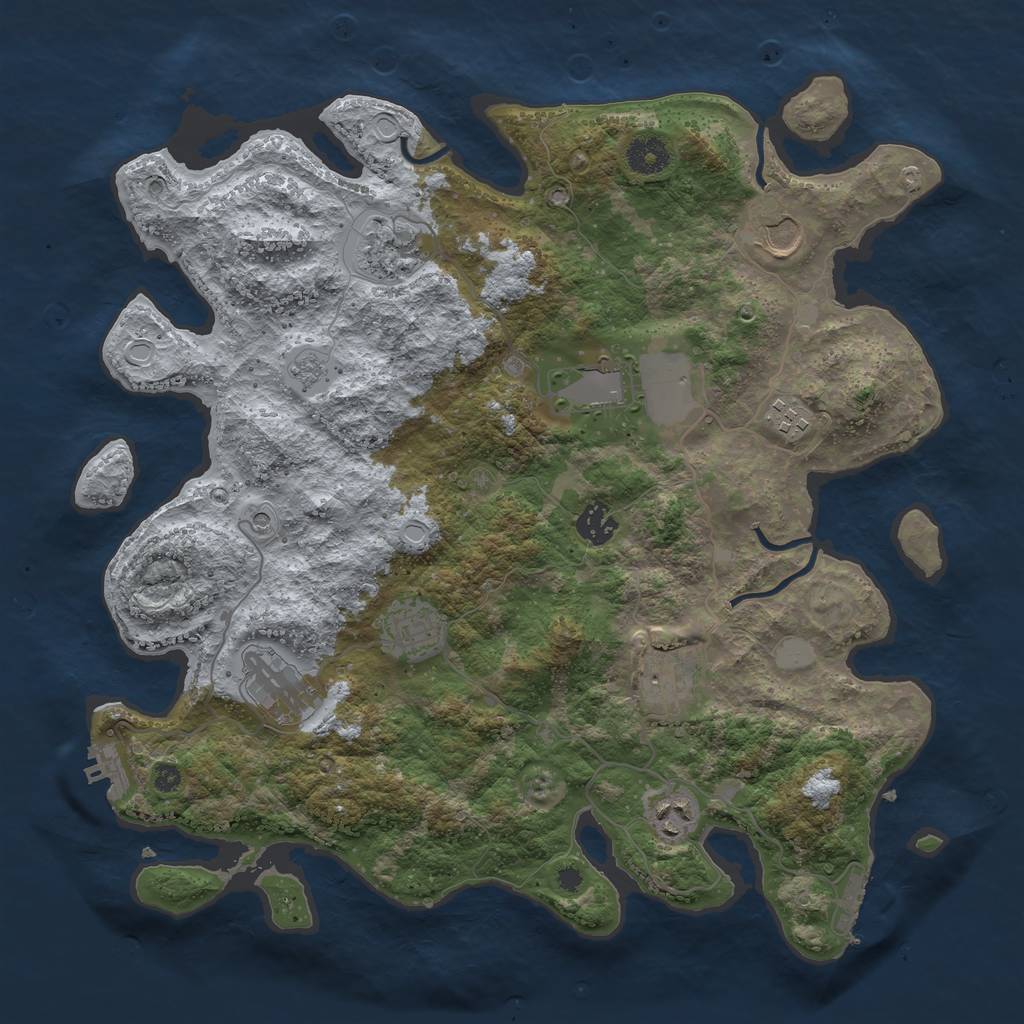 Rust Map: Procedural Map, Size: 3800, Seed: 912936370, 16 Monuments