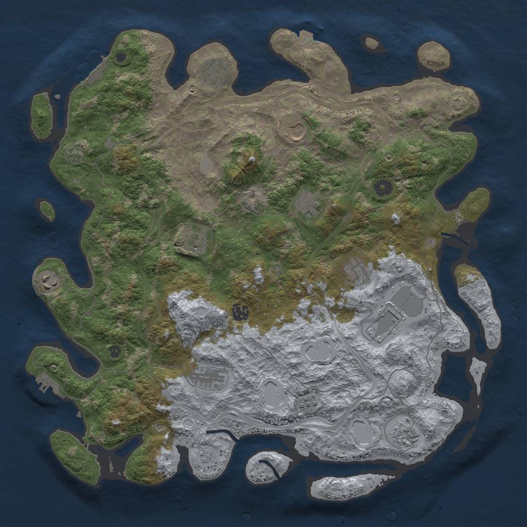 Rust Map: Procedural Map, Size: 4500, Seed: 1840420902, 19 Monuments