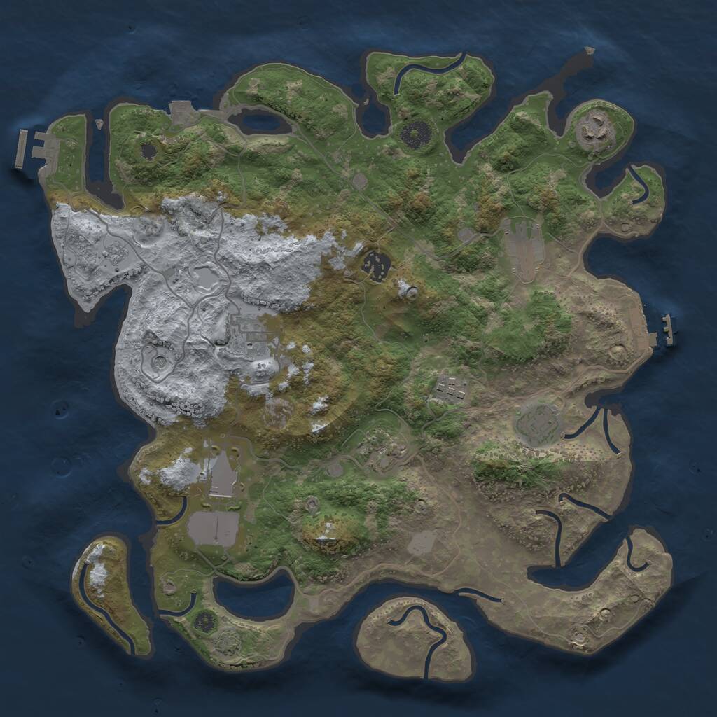 Rust Map: Procedural Map, Size: 3700, Seed: 108316893, 14 Monuments