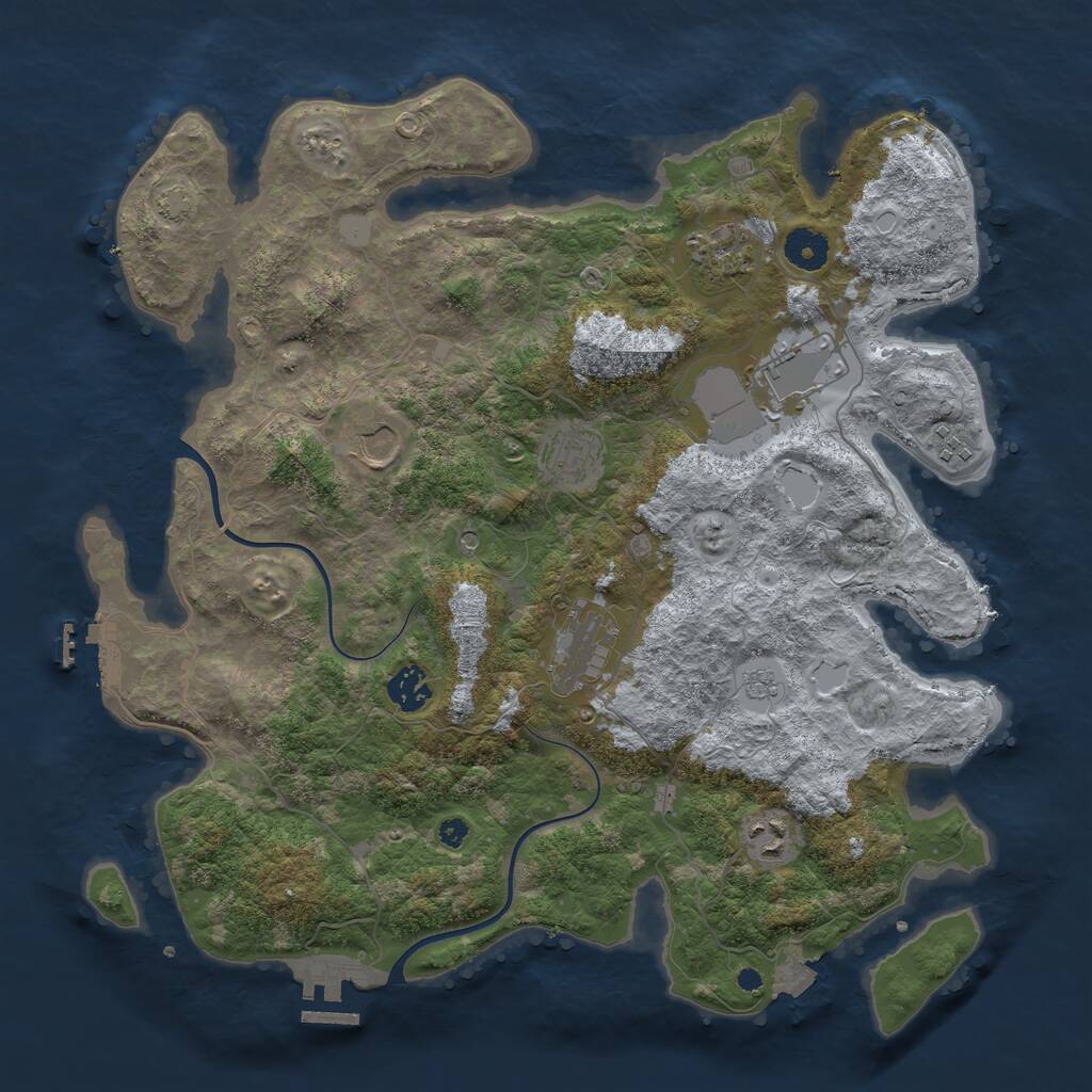 Rust Map: Procedural Map, Size: 3800, Seed: 52151990, 14 Monuments