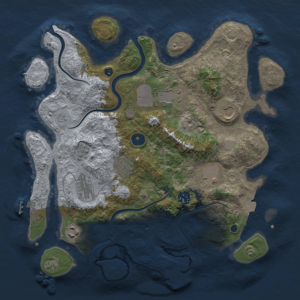 Rust Map: Procedural Map, Size: 3500, Seed: 174, 14 Monuments
