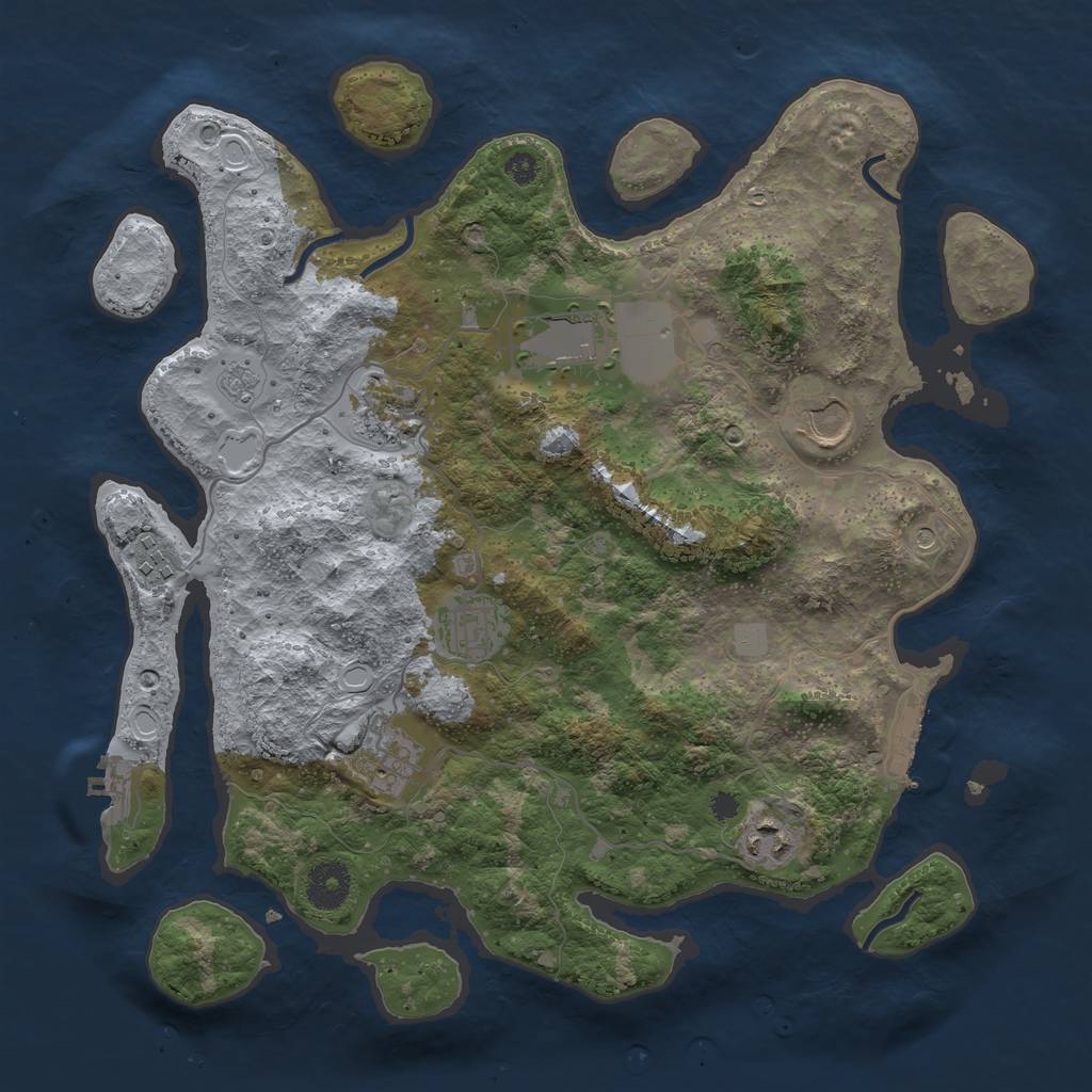 Rust Map: Procedural Map, Size: 3500, Seed: 174, 14 Monuments