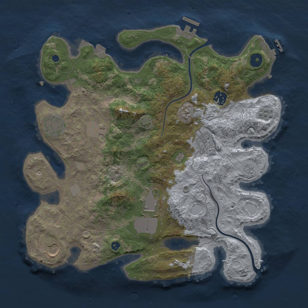 Rust Map: Procedural Map, Size: 3500, Seed: 1460226920, 13 Monuments