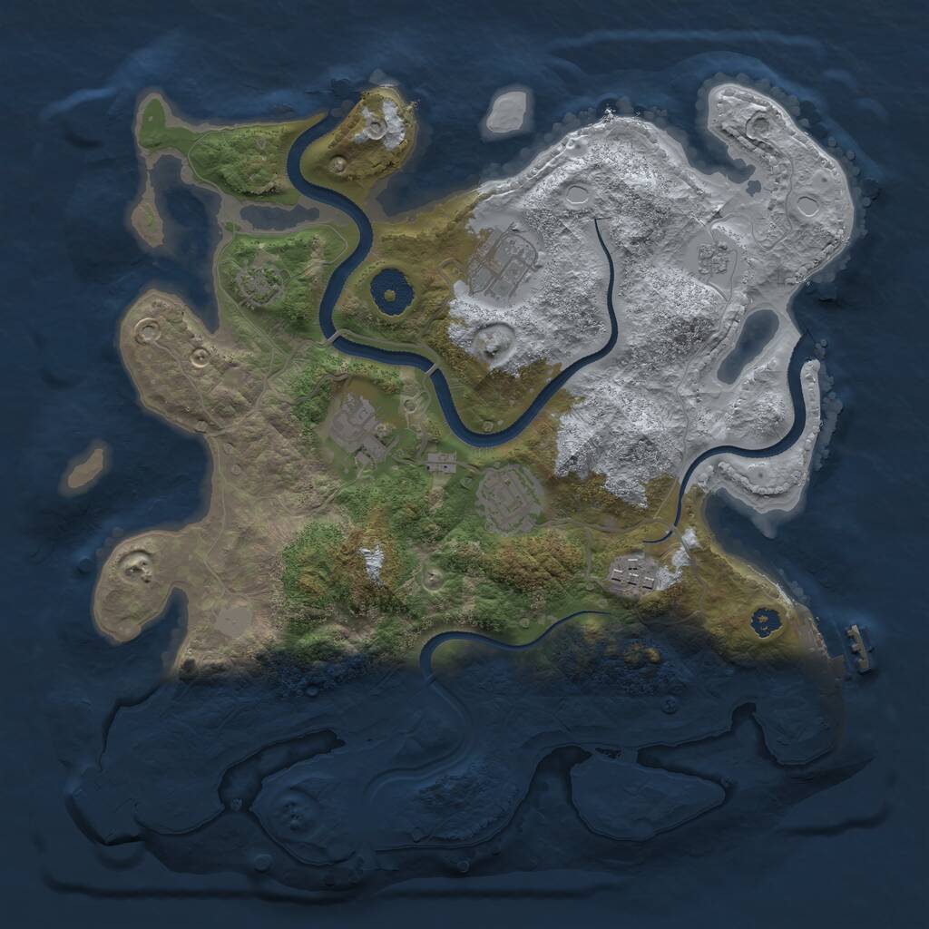 Rust Map: Procedural Map, Size: 3200, Seed: 2037153316, 9 Monuments