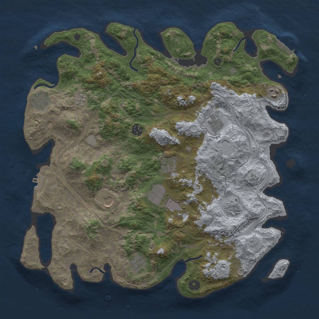 Rust Map: Procedural Map, Size: 4250, Seed: 729682, 17 Monuments