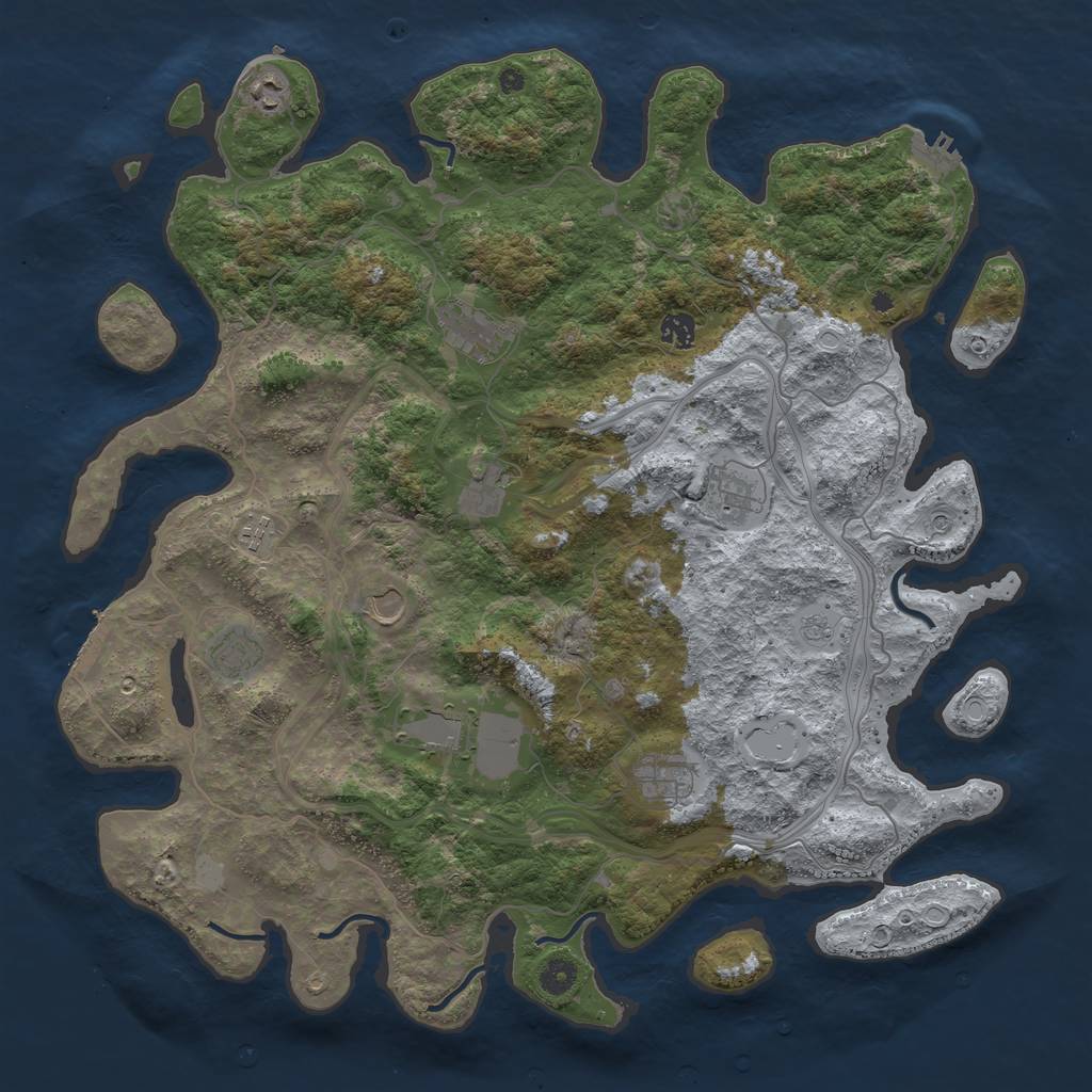 Rust Map: Procedural Map, Size: 4500, Seed: 1263690533, 17 Monuments