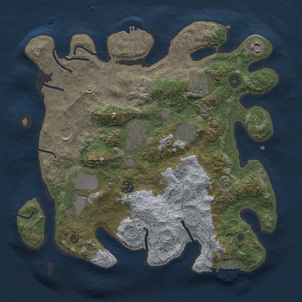 Rust Map: Procedural Map, Size: 3500, Seed: 414536762, 15 Monuments