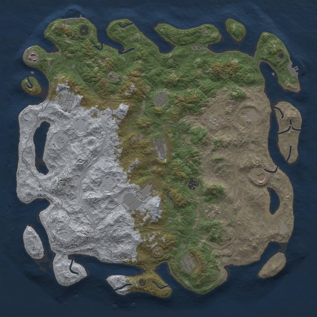 Rust Map: Procedural Map, Size: 4800, Seed: 1691027941, 18 Monuments