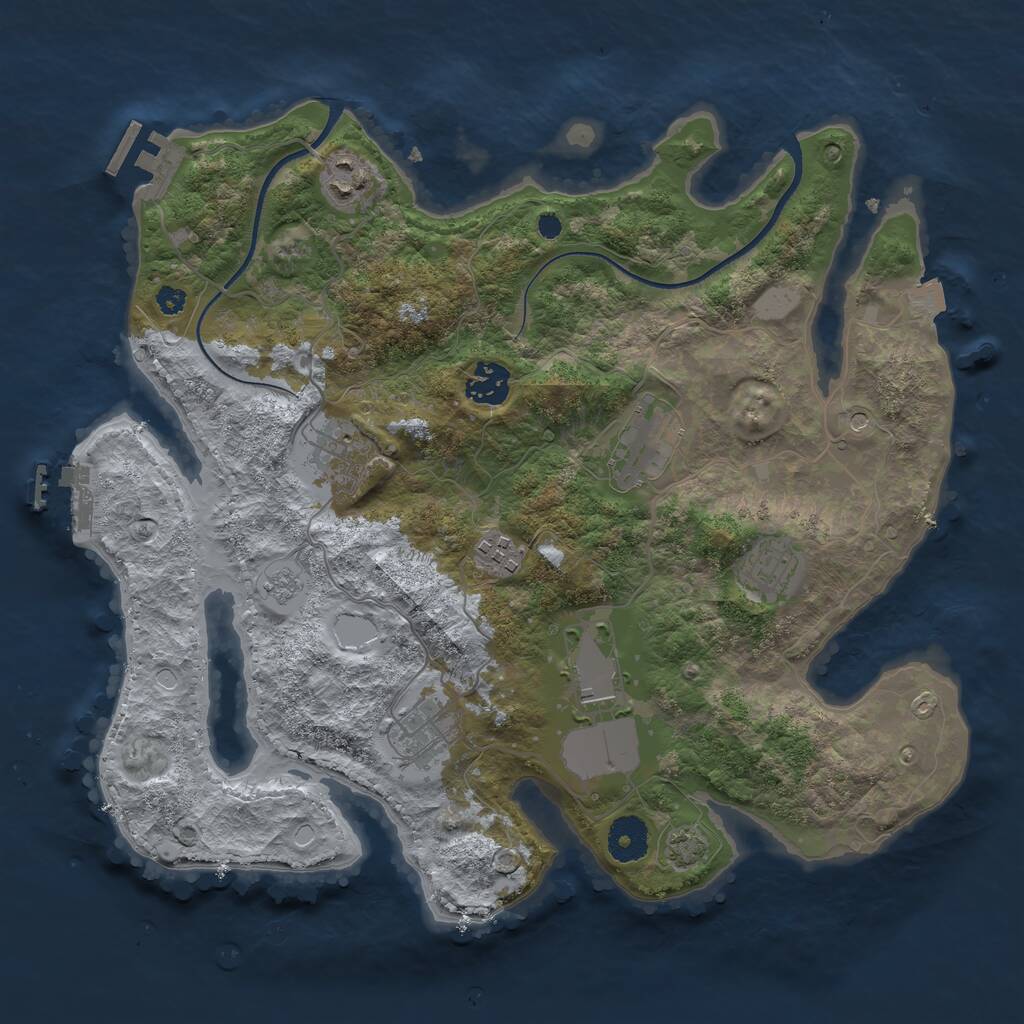 Rust Map: Procedural Map, Size: 3500, Seed: 164505718, 14 Monuments