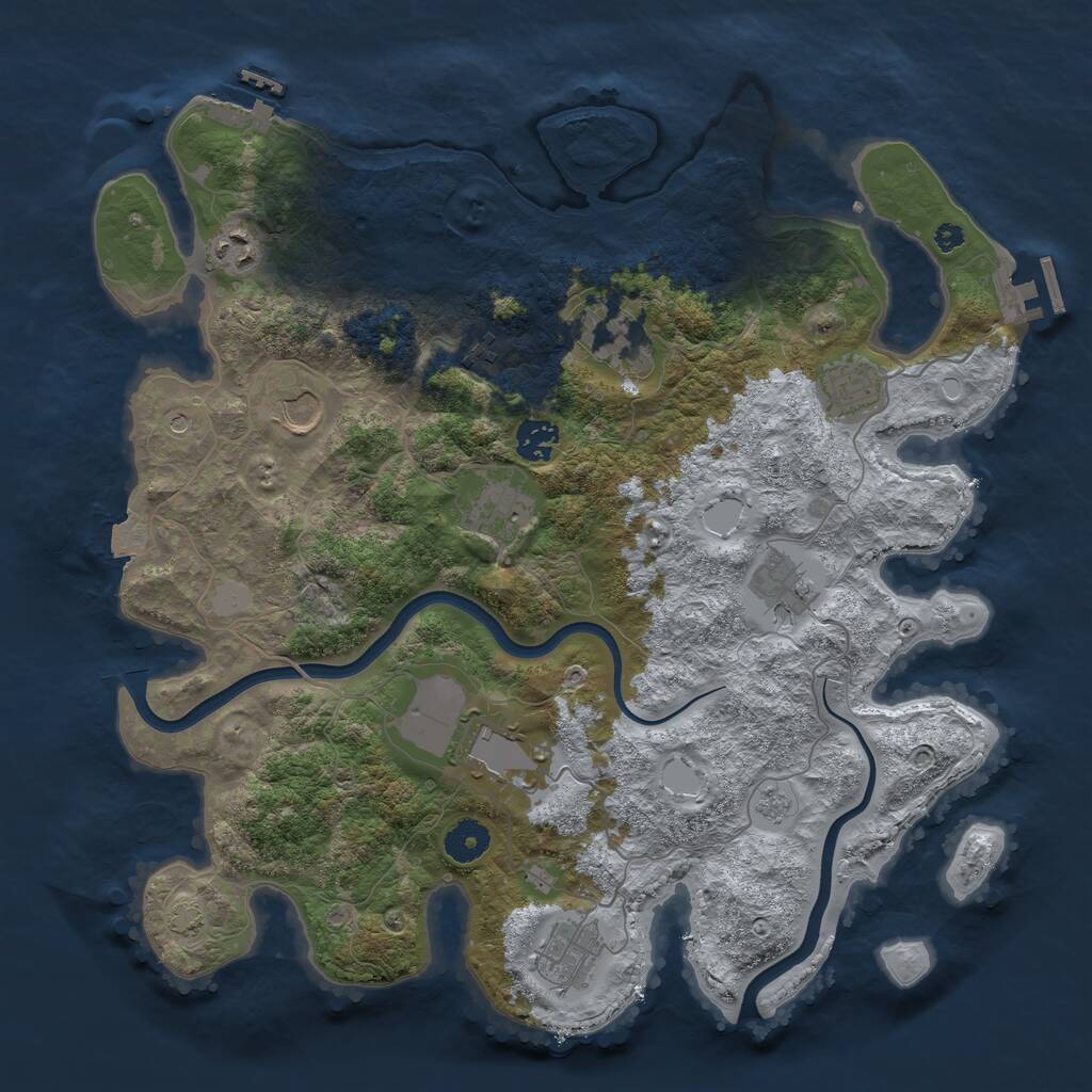 Rust Map: Procedural Map, Size: 3800, Seed: 59628091, 16 Monuments