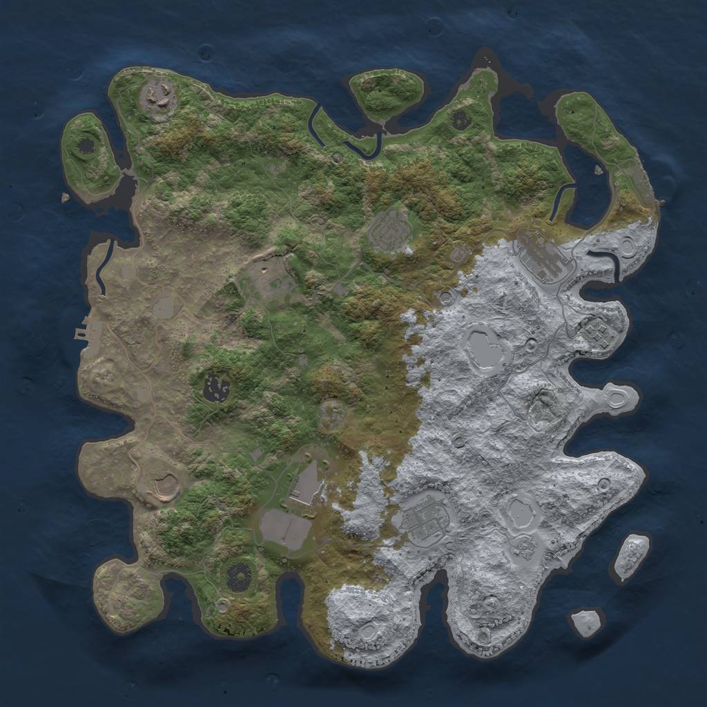 Rust Map: Procedural Map, Size: 3800, Seed: 59628091, 16 Monuments