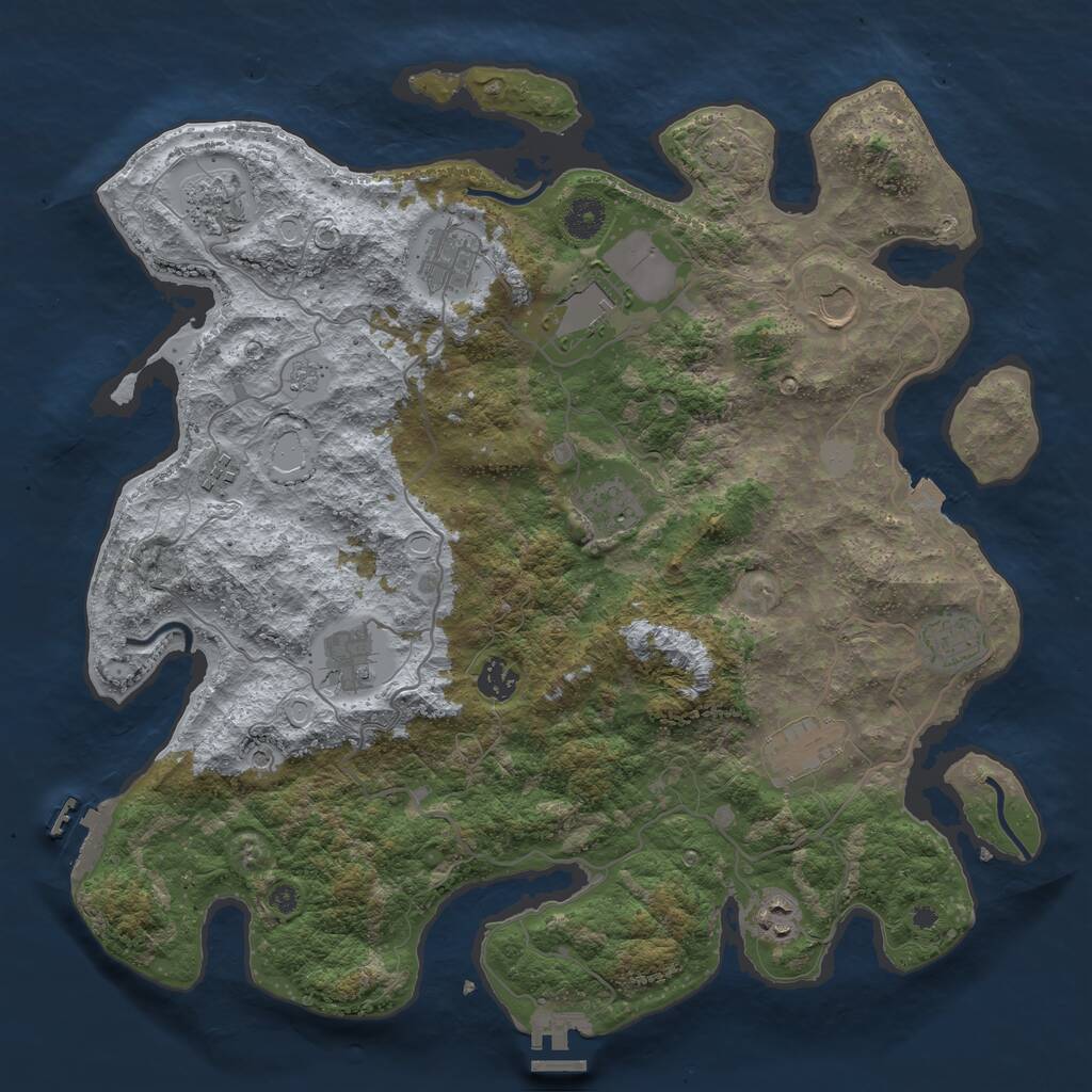 Rust Map: Procedural Map, Size: 4000, Seed: 41301, 17 Monuments