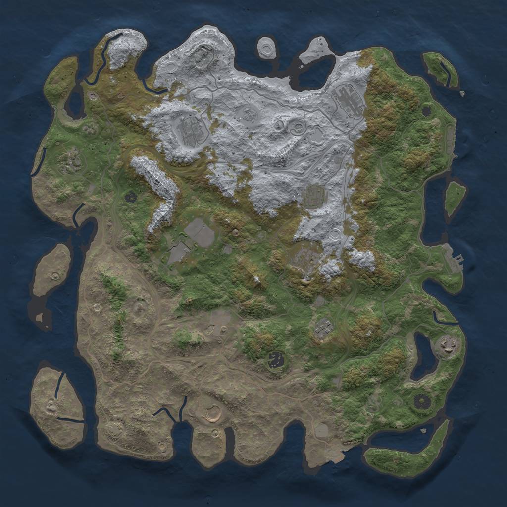 Rust Map: Procedural Map, Size: 4500, Seed: 370611191, 19 Monuments