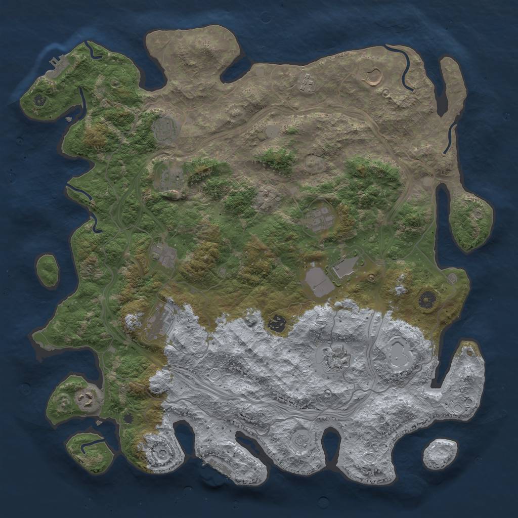 Rust Map: Procedural Map, Size: 4500, Seed: 7777777, 18 Monuments