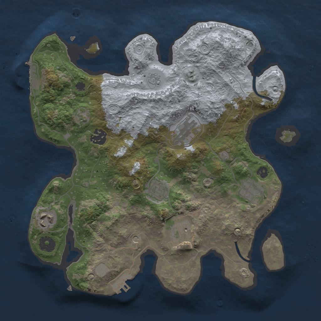 Rust Map: Procedural Map, Size: 3000, Seed: 2060954634, 13 Monuments