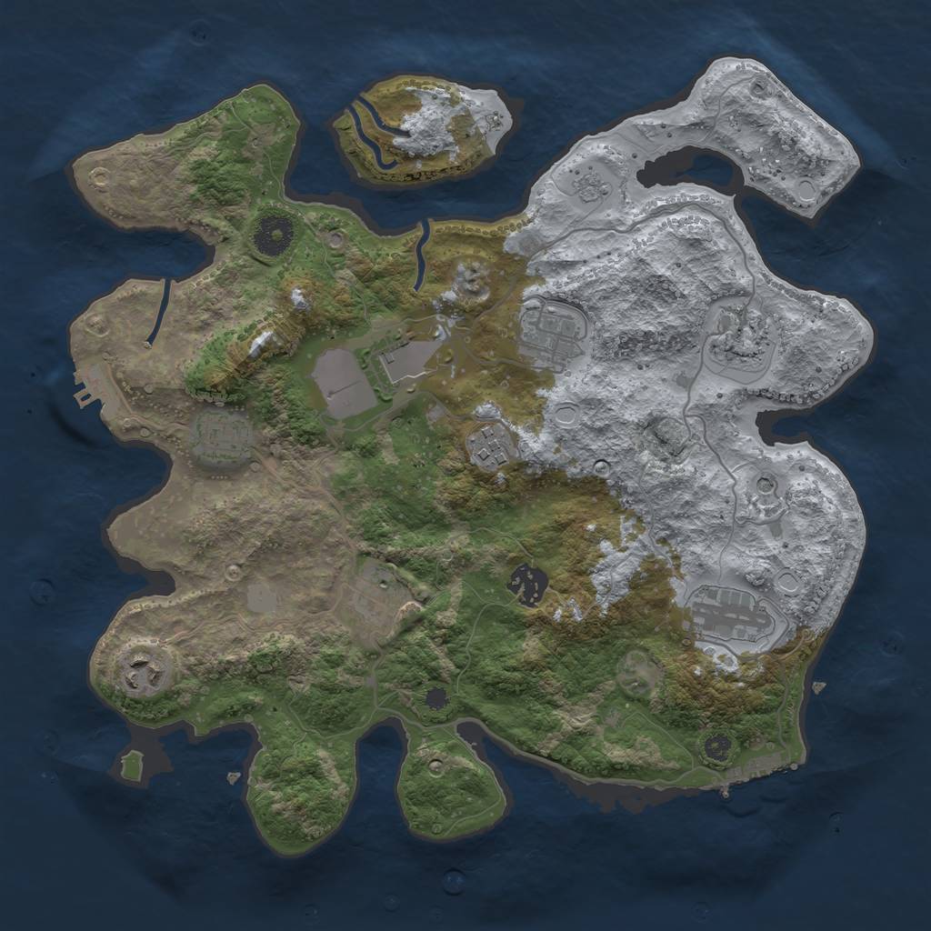 Rust Map: Procedural Map, Size: 3500, Seed: 1282693548, 16 Monuments