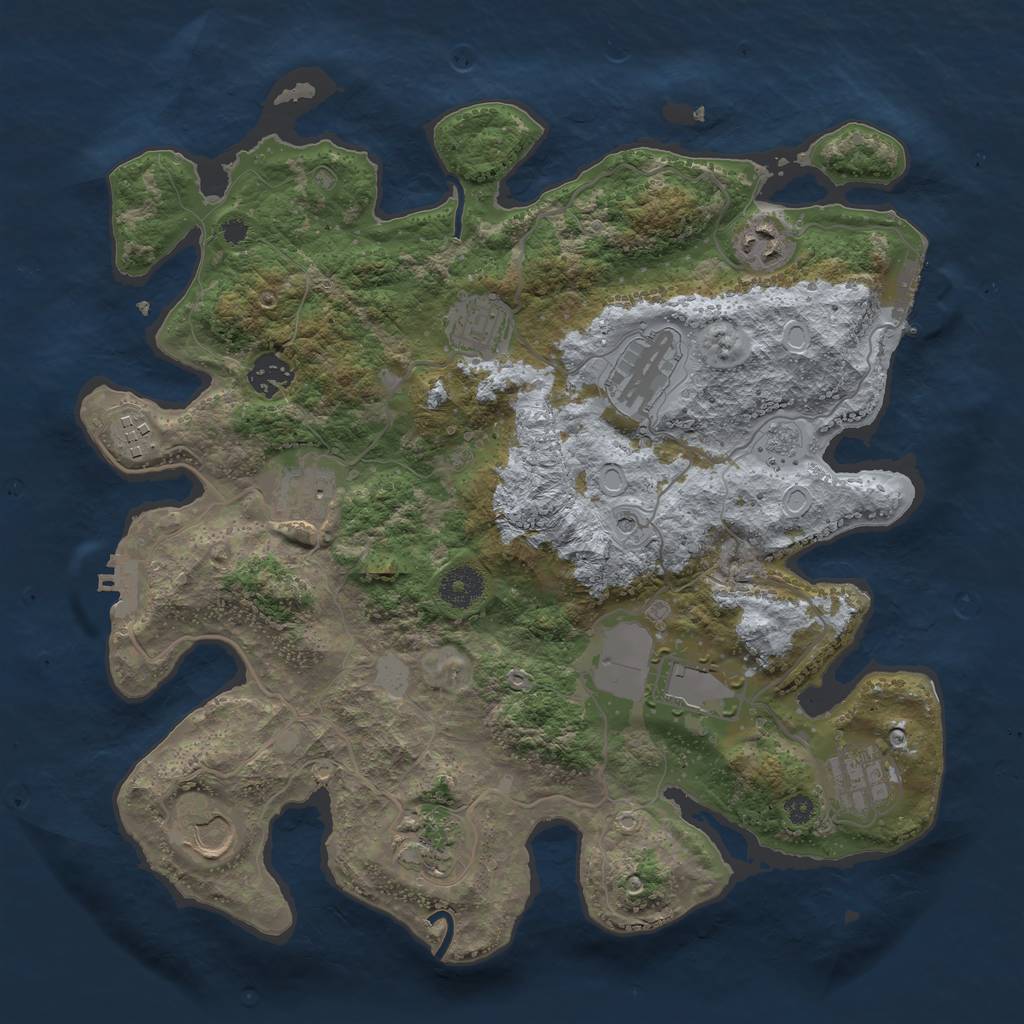 Rust Map: Procedural Map, Size: 3600, Seed: 1272933837, 17 Monuments
