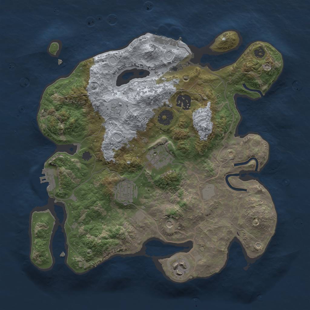 Rust Map: Procedural Map, Size: 3000, Seed: 934655250, 11 Monuments