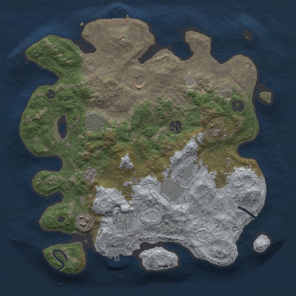 Rust Map: Procedural Map, Size: 3500, Seed: 813875212, 15 Monuments