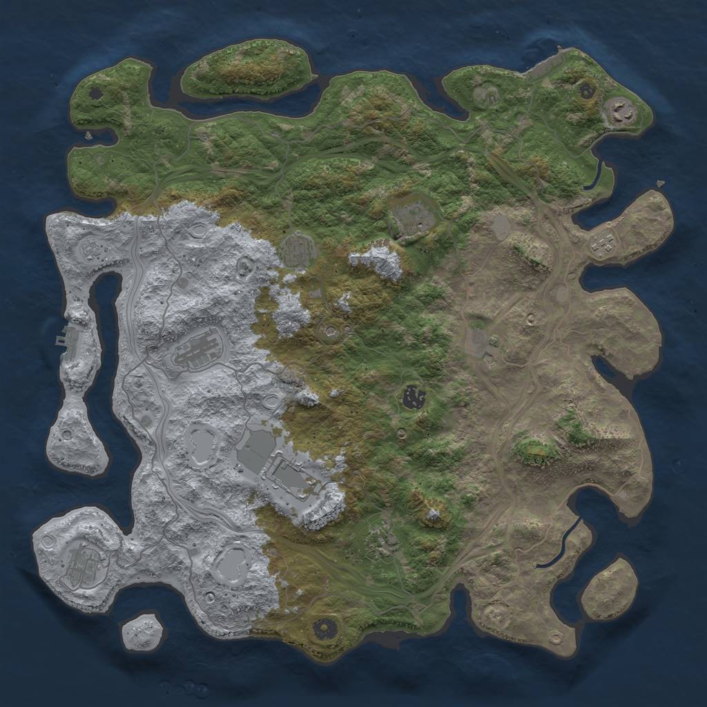 Rust Map: Procedural Map, Size: 4500, Seed: 542342, 17 Monuments