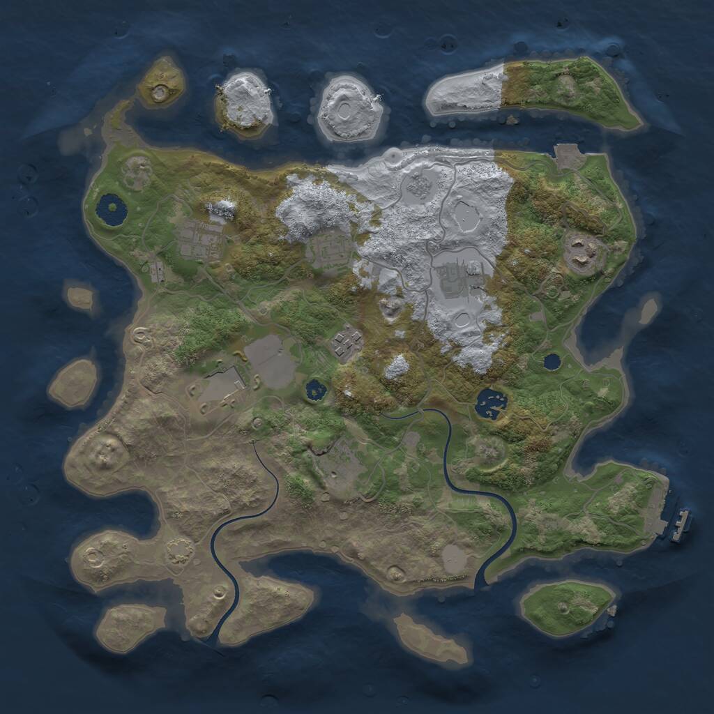 Rust Map: Procedural Map, Size: 3500, Seed: 1446210980, 12 Monuments