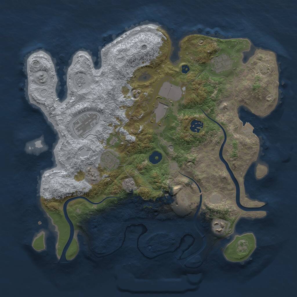 Rust Map: Procedural Map, Size: 3500, Seed: 69660536, 12 Monuments