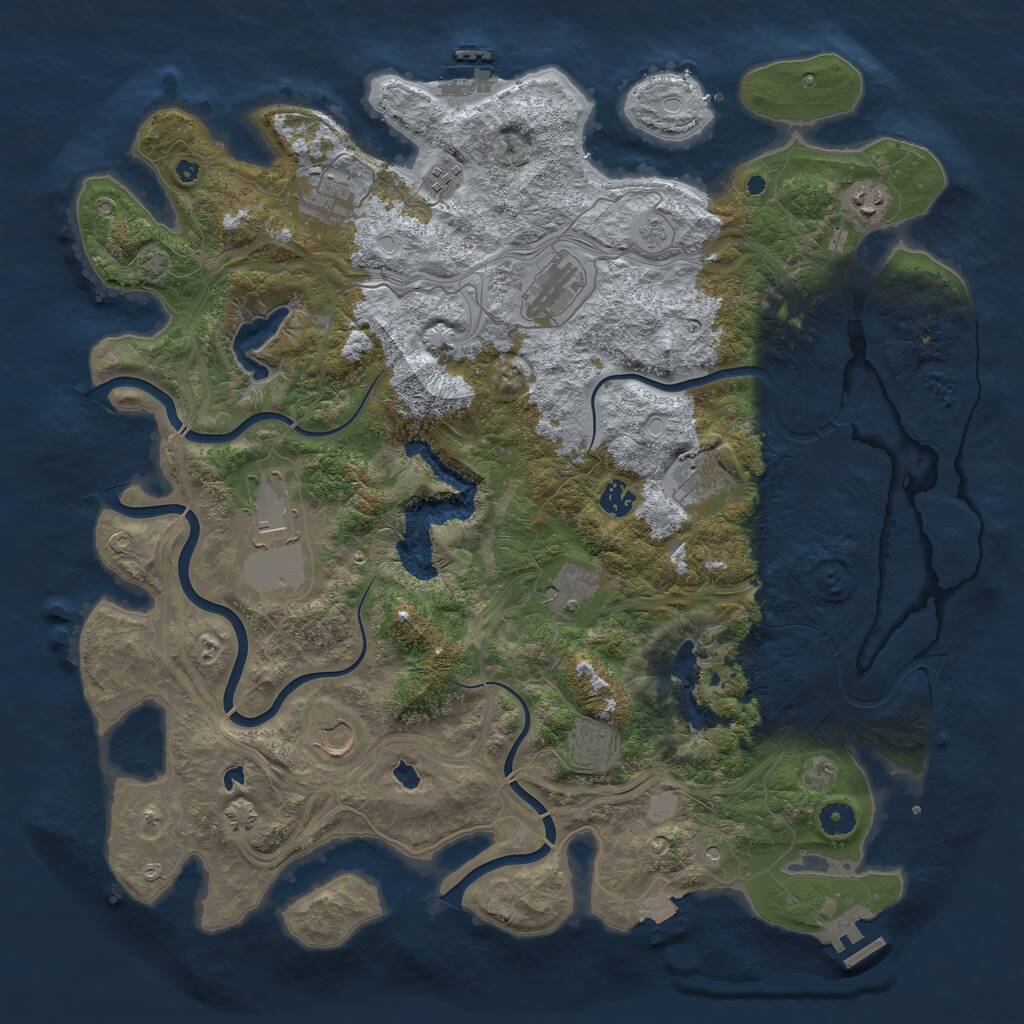 Rust Map: Procedural Map, Size: 4500, Seed: 833248765, 16 Monuments