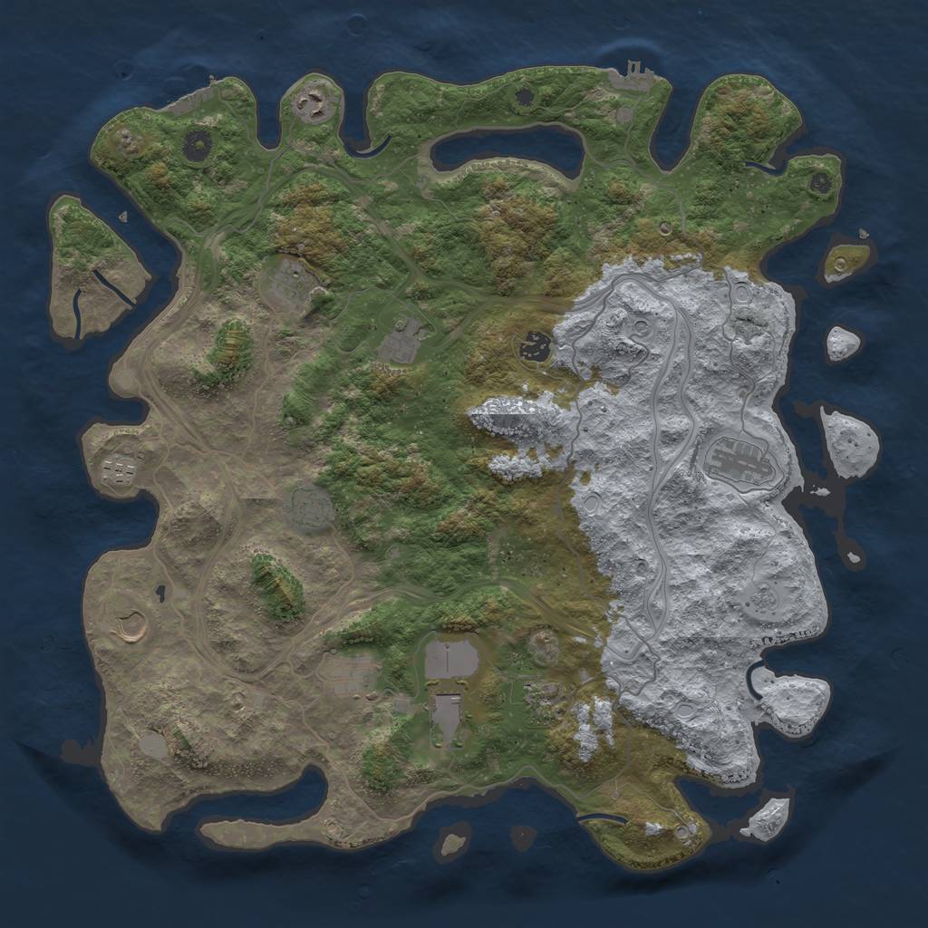 Rust Map: Procedural Map, Size: 4500, Seed: 287052795, 18 Monuments