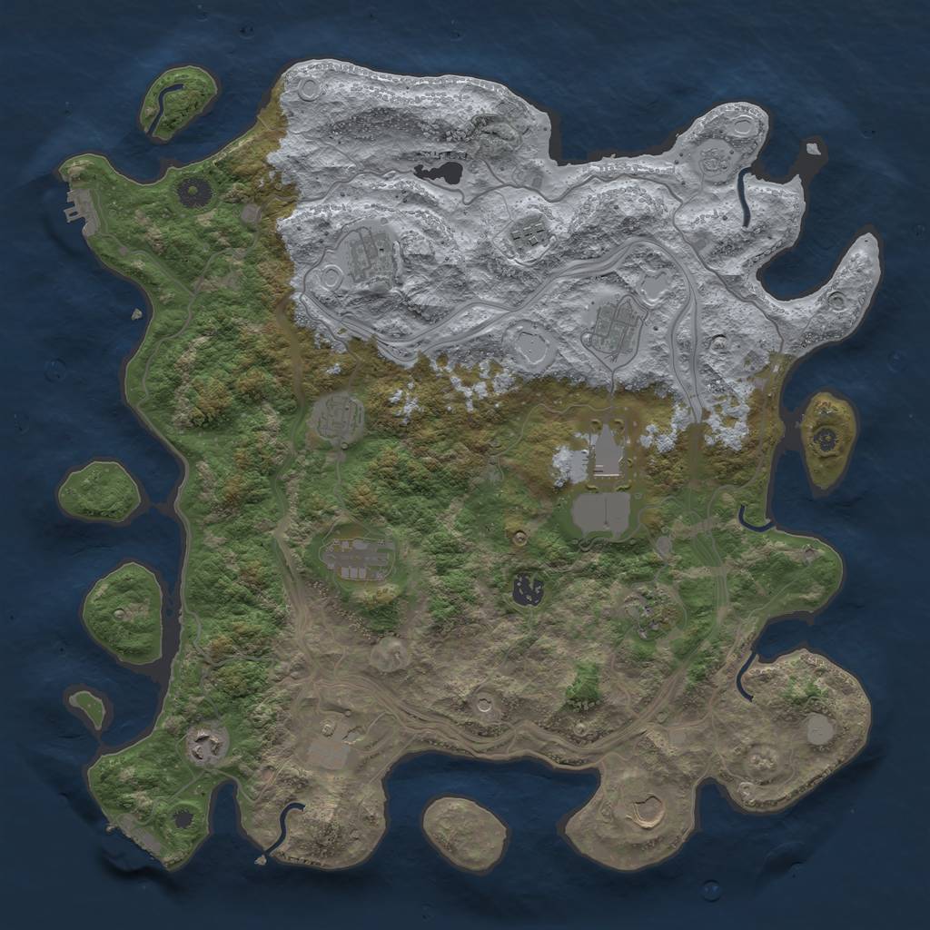 Rust Map: Procedural Map, Size: 4250, Seed: 457801782, 18 Monuments