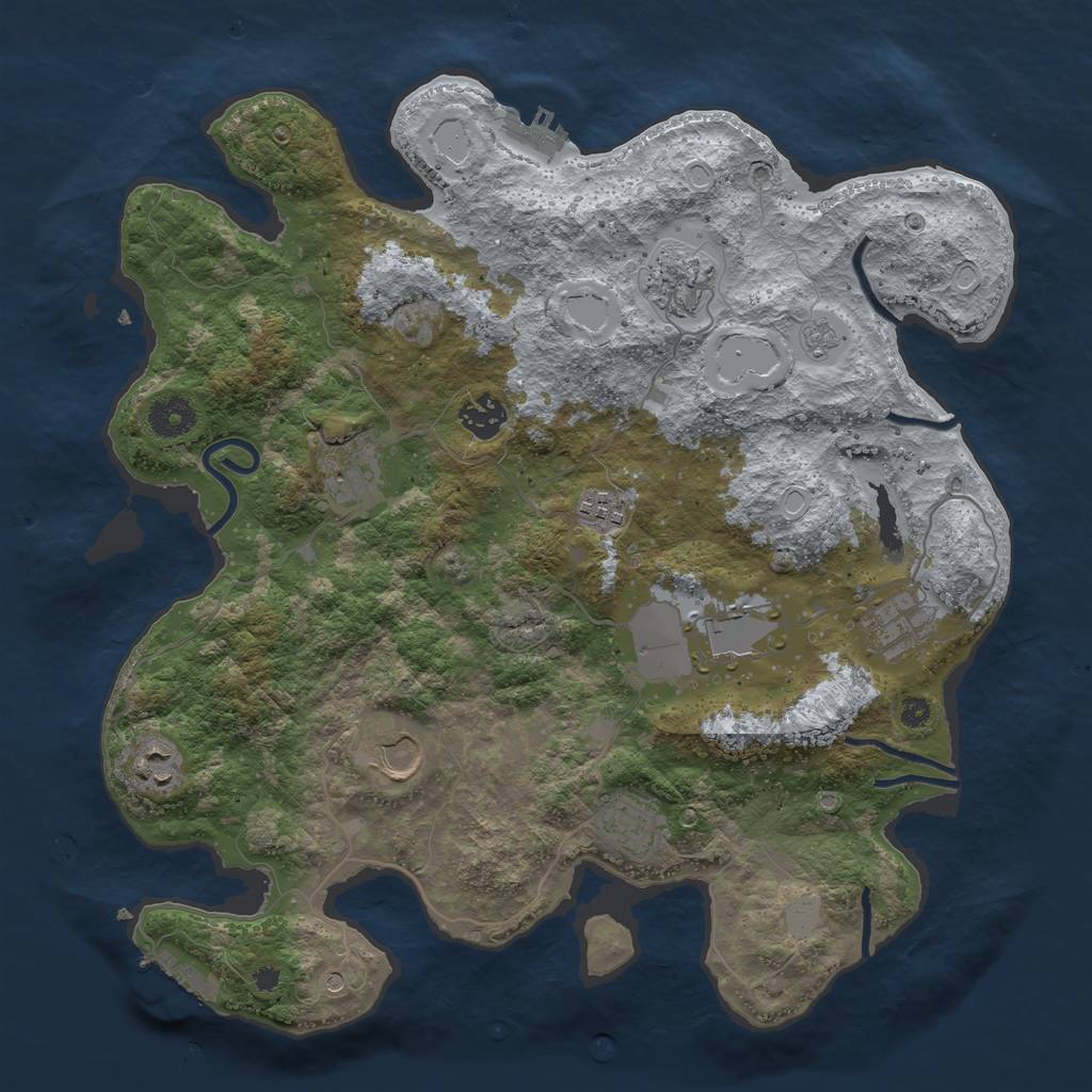 Rust Map: Procedural Map, Size: 3700, Seed: 59627034, 16 Monuments