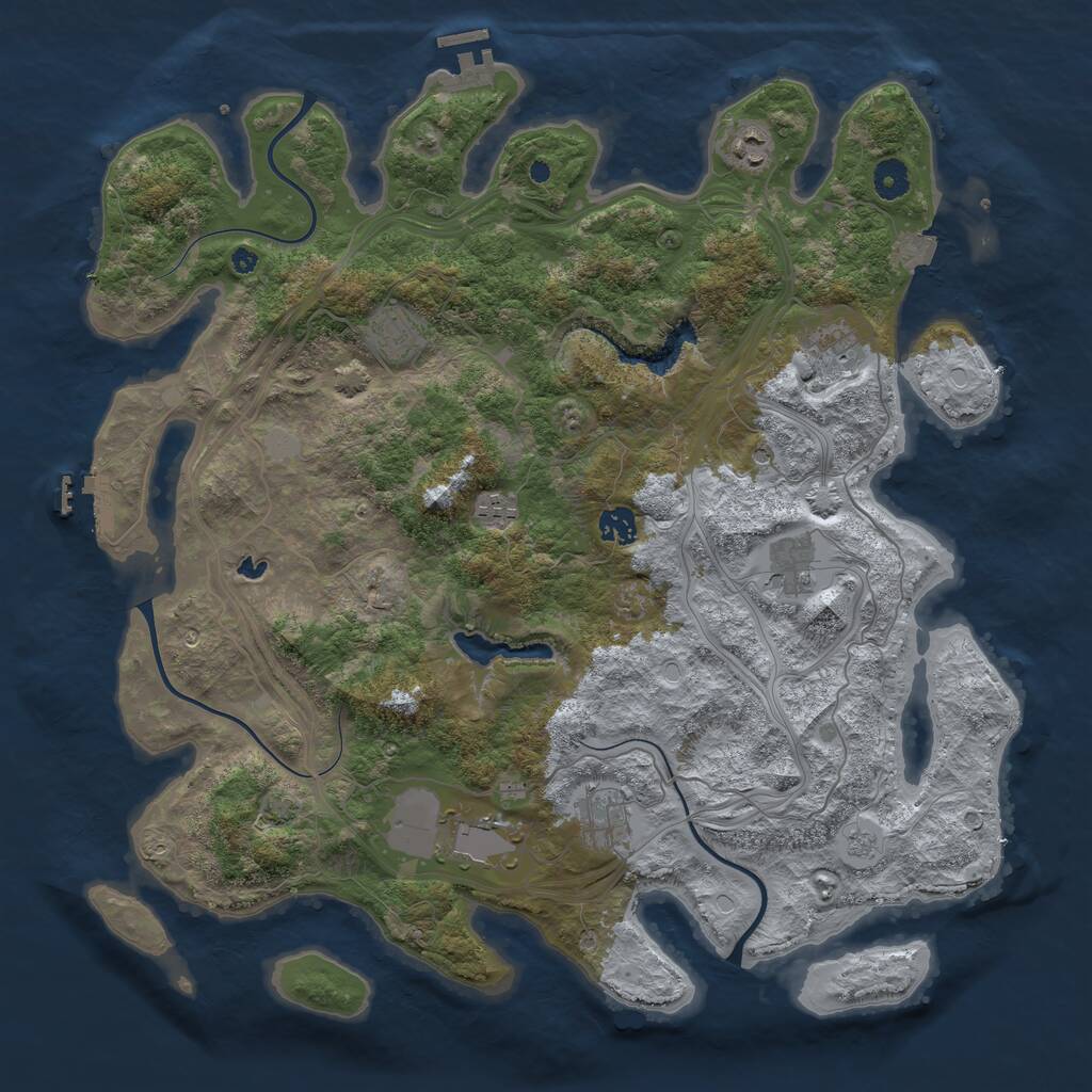 Rust Map: Procedural Map, Size: 4250, Seed: 855839013, 14 Monuments